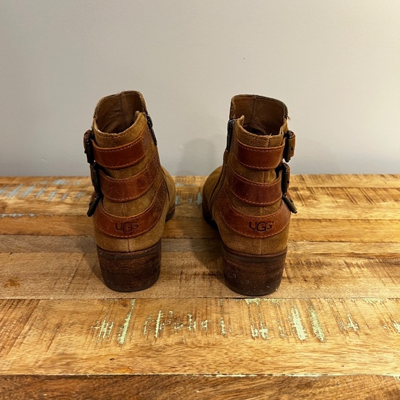 UGG - Volta Tan Brown Suede Leather Ankle Booties [Women - Size 8.5] - Picture 4 of 7
